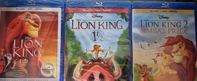 NEW & SEALED Lot 3 The Lion King + 1 1/2 + Lion King 2 Simba s Pride Blu-ray DVD