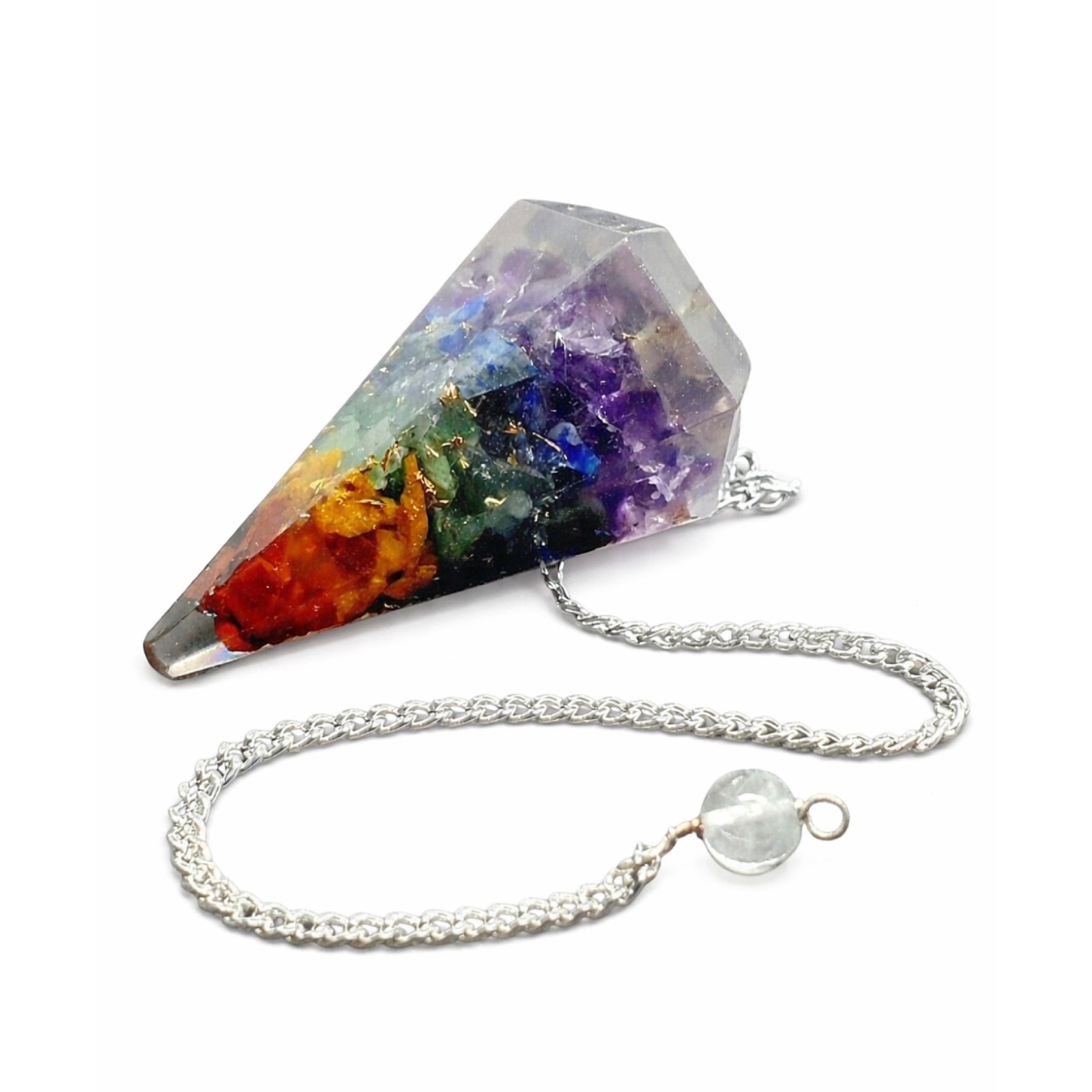 Orgone 7 Chakra Pendulum Reiki Crystal Dowsing Tool Healing Stones