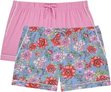 Room Service Womens 2 Pack Lightweight Modal Lounge Short Pink Begonia/Blue