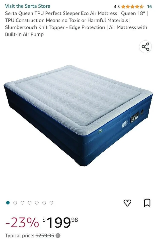 Serta 79812940 充气床垫,大号 - 蓝色/灰色 — 第 4/4 张图片