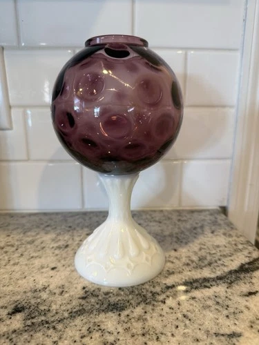 Purple Fenton Coin Dot Candle Globe/ Fairy Light Lamp