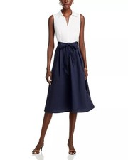 T Tahari WHITE STAR Women's Tie Waist Dress, US 16