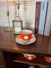 Vintage Soviet Polka Dot Porcelain Tea Set – 15 Piece Mid-Century Tea Service