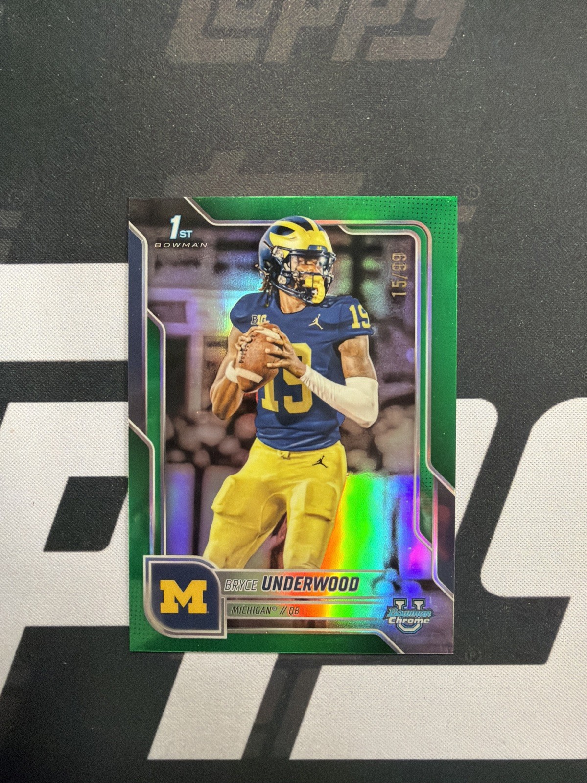 2025 Bowman Chrome University Football Bryce Underwood 1st Chrome Green /99