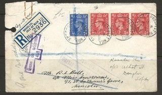 im5 GB ISLE OF MAN 1942 Registered cvr ex PROSPECT HILL Found Open on reverse