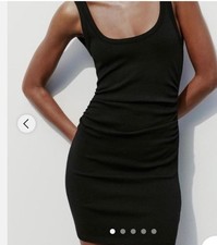 Zara Women’s Bodycon Ribbed Black Dress - Size Small