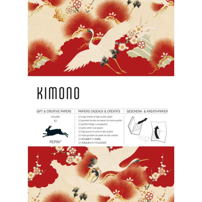 Papier créatif japonais de scrapbooking 12 feuill motif kimono pour origami et loisirs