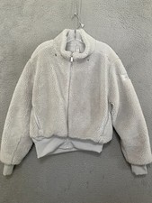 Alo Yoga Womens Sherpa Jacket Size Medium Gray Full Zip Adult Cotton