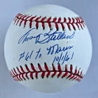 TRACY STALLARD '#61 TO MARIS 10/1/61'  SIGNED AUTO OFFICIAL  A.L. BUDIG BASEBALL
