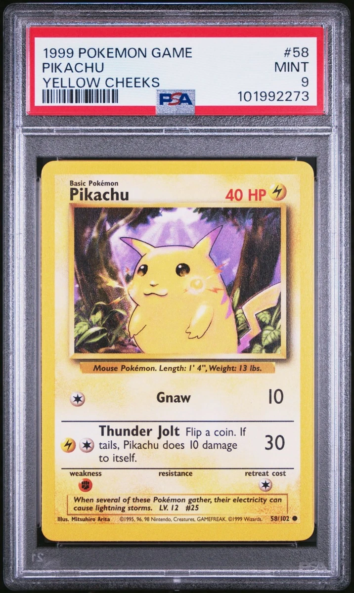 Pokémon TCG Base Set Pikachu Grade 9 Individual Collectible Card