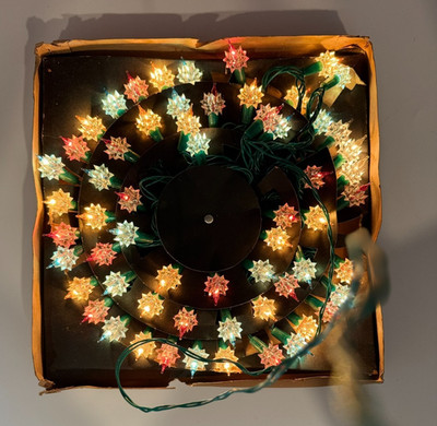 1960s Boxed 3 Way Flasher Spiky Reflector 60 Mini Christmas Lights AIM Working 1