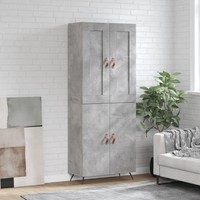 Highboard Betongrau 180 Cm Hoch 69,5 Cm Breit 34 Cm Tief Holzwerkstoff