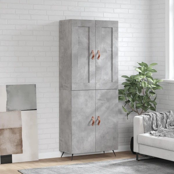 Highboard Betongrau 180 Cm Hoch 69,5 Cm Breit 34 Cm Tief Holzwerkstoff-image