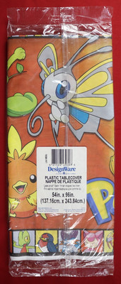 NEW Vintage Pokemon Plastic Table Cover - 54'' x 96'' - DesignWare - Leak Proof