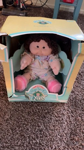 Cabbage Patch Kids Doll  1987 pajamas with original pink slippers, brown braids