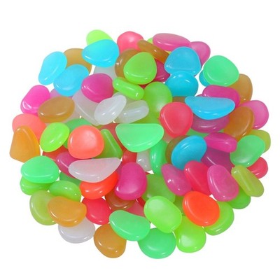 100Pcs Reusable Luminous Pebble Stones for Aquarium Assorted Color Glow