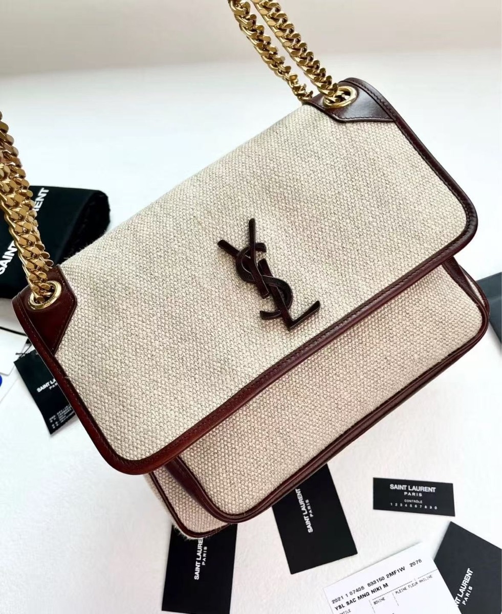 Yves Saint Laurent YSL Medium Niki Bag Natural Canvas 100