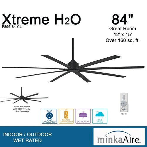 Minka Aire Xtreme H2O 84"  - Coal 8-Blade Remote Control - Picture 5 of 6