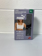 Puma Women's 2-Pack Seamless Sports Bra Set Square Neck Size XL - Black/Gray
