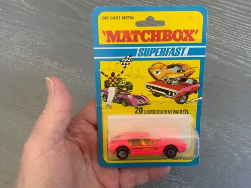 Vintage 1971  MATCHBOX SUPERFAST  20 PINK LAMBORGHINI MARZEL MINT BLISTER PACK