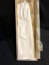 Vintage Bridal ,Opera White Leather Gloves Women's 12  Made In Italy Plymouth