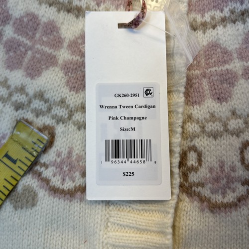 LoveShackFancy Girls Kremowy/Różowy Kardigan Sweter 100% Wełna Rozmiar M Nowy z metkami - Zdjęcie 11 z 11