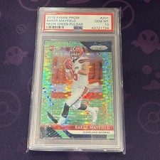 2018 Prizm Baker Mayfield Neon Green Pulsar Rookie Card Graded PSA 10 Low POP!. rookie card picture
