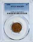 1898 1C Indian Head Cent PCGS Graded MS63BN Coin #2199