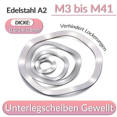 Edelstahl Federscheiben Wellscheiben Unterlegscheiben Gewellt A2 V2A M3 bis M41