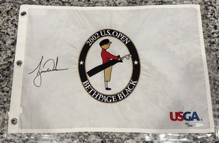 Tiger Woods Autographed 2002 US Open Flag UDA COA