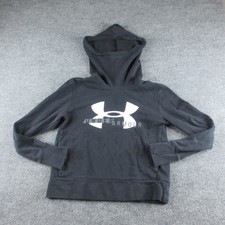 Under Armour Hoodie Womens XS Black Fleece Pullover Pocket Logo Sweatshirt