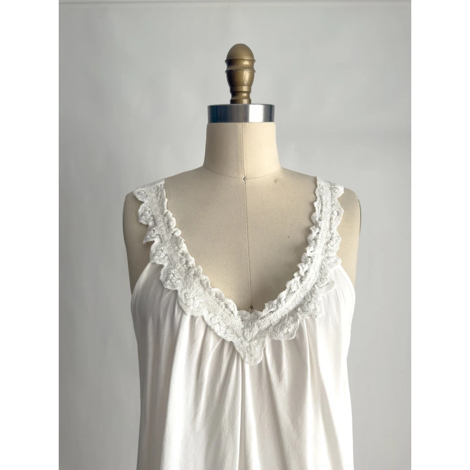 Jones New York Años 90 De Colección Blanco Algodón Camisón Chemise Foto 2 de 4