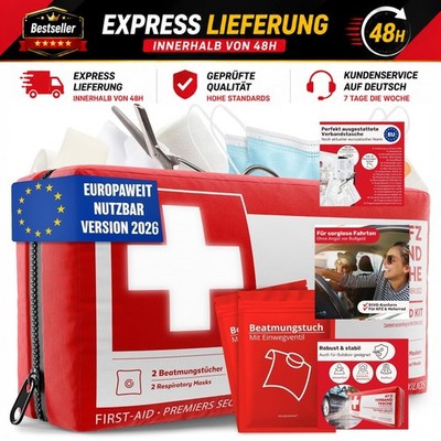 First Aid Kit Car Standard 2026 DIN 13164:2022 First Aid Bag StVZO Compliant |