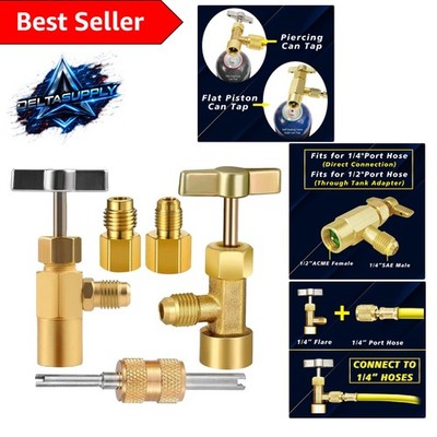 Complete R134A Can Tap Set with Self-Sealing Valves for Automotive A/C Systems