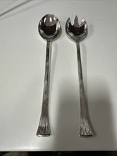 Salad Server Set Cutlery Fork Spoon Italian Silver Plated MCM Hostess