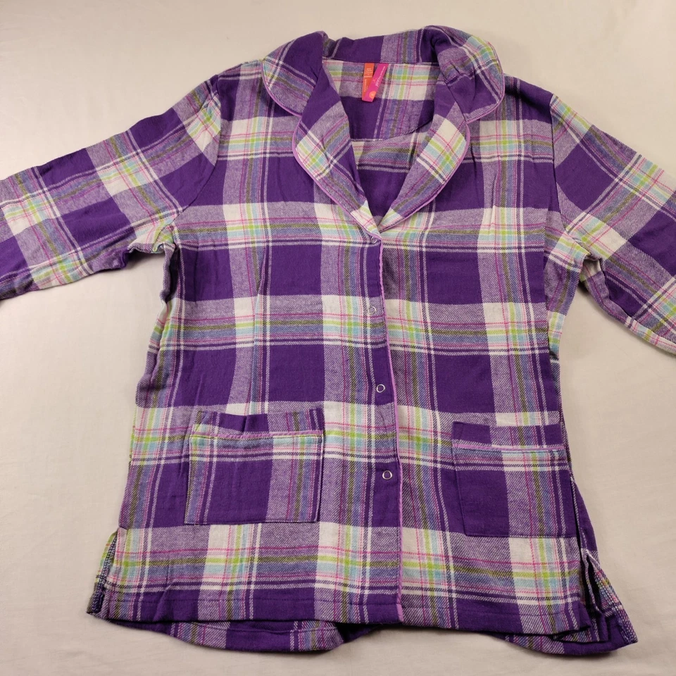 jenni by jennifer moore Pajama Top Grape Plaid 100% Cotton Sz M NWT - Image 3 of 4