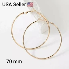 New 70mm Exaggerated Big Smooth Circle Hoop Earrings for Women Aros Simple Round