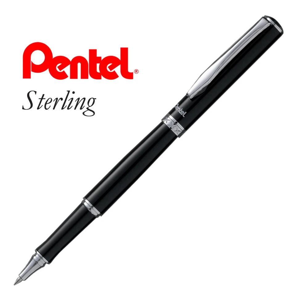 Pentel Gel-Tintenroller Sterling K611 schwarz glänzend Edelstahlgehäuse 0,7 mm
