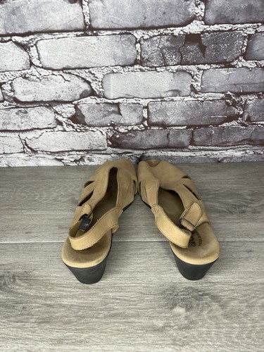 ARCHE Tan Brown Nubuck Leather Suede Peep Toe Slingback Wedge Women 42EU/11M US - Picture 6 of 22