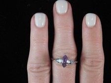 Custom 1.25 Ct. Marquise Amethyst  Aquamarine Three-Stone Ring Sterling Silver