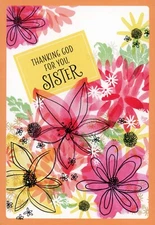 Religious MOTHER'S DAY Card FOR SISTER, Thanking God Flowers by DaySpring +✉