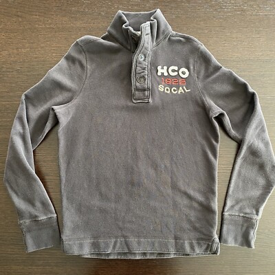 Vintage Y2K Hollister 1/4 Button XL Sweatshirt Embroidered Logo 2000s OG Brown