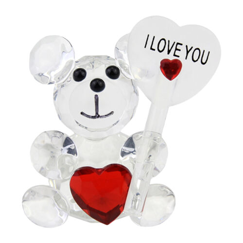 Valentine's Day Bear Ornament,I Love You Sign Collectible Cut Glass Art Craft - Picture 1 of 9