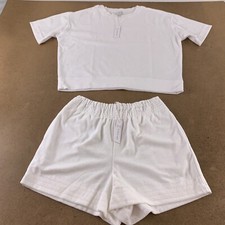 Gentle Fawn Women's Medium White Terry Towel 2 Piece Ali Top Tyler Short Set NWT