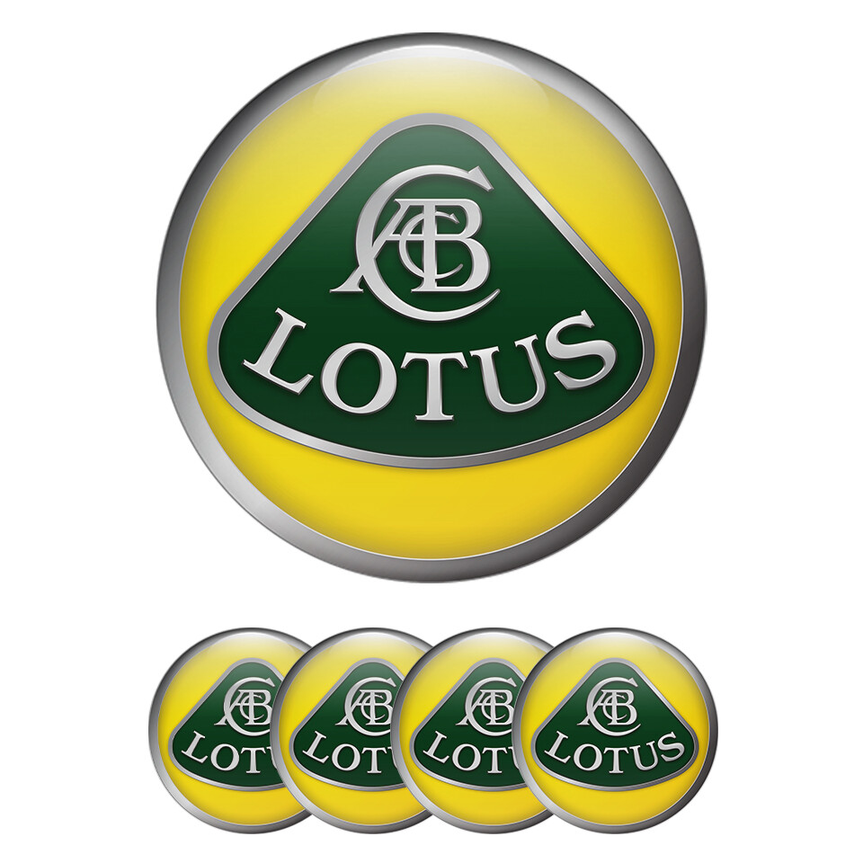 4-Piece Lotus Emblem Silicone Hub Cap Stickers - Yellow, Self-Adhesive