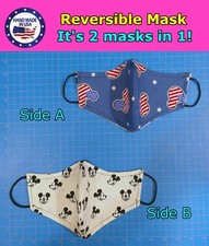 Patriotic Mickey Mouse REVERSIBLE Happy Mickey Handmade Face Mask Multi Sizes
