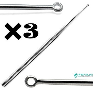 3-Piece Surgical Buck Ear Blunt Curette Set (#1, #2, #3) - 6.5" Straight ENT Instruments, Stainless Steel