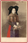 Alsacienne en coiffe noire Vintage albumen print. Tirage albuminé aquarell