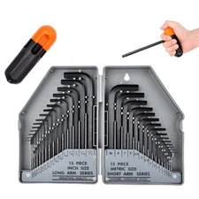 30Pcs Hex Key Set Allen Wrench Set SAE and Metric Allen Keys With Torque Handle