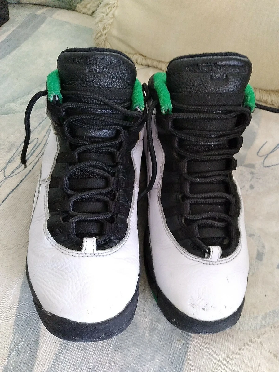 Nike Air Jordan 10 Retro Seattle 310806 137 bianche nere verdi corte giovani tag